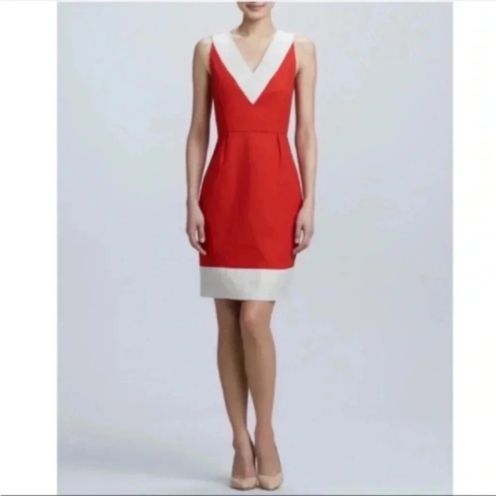 kate spade Red and White V‑Neck Sheath Dress